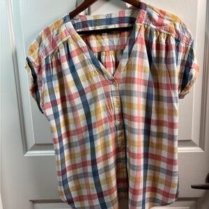 Multicolor Plaid Short Sleeve Shirt